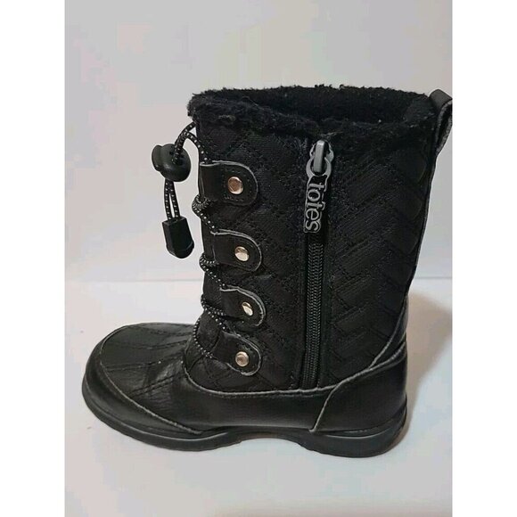 Totes Girl's QUILTY Waterproof Snow Boots Cold Weather Boot Black Size 12M US - Picture 5 of 9